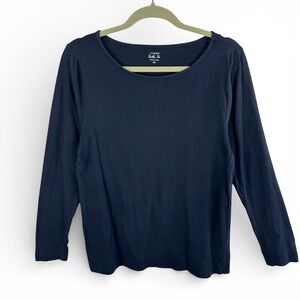 J. Crew Painter Tee Black Long Sleeve Boat Neck 100% Cotton Classic Top XL